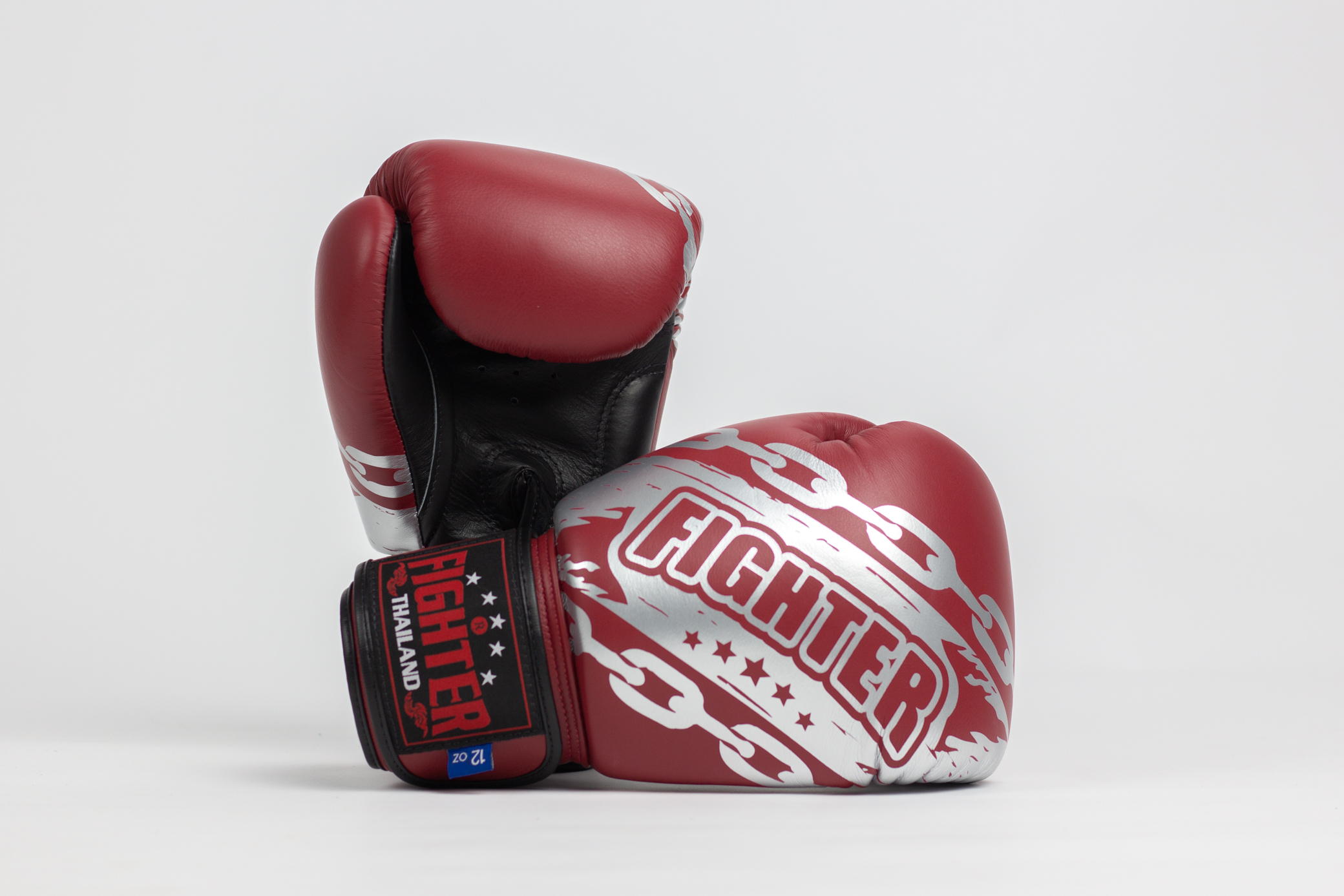 Boxing Gloves Velcro Redwine-SilverChain